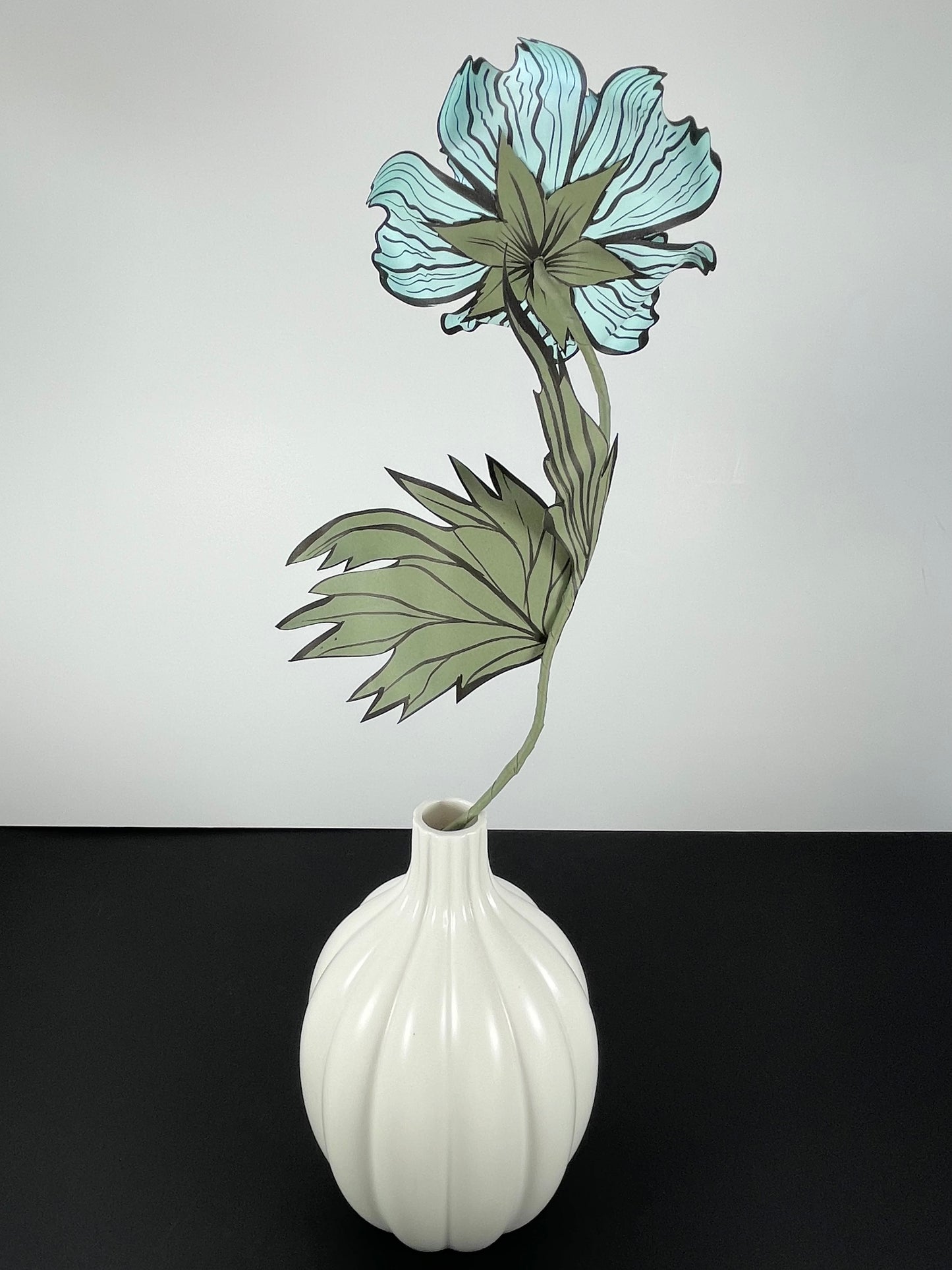 Paper Oriental Poppy Flower - Aqua Blue