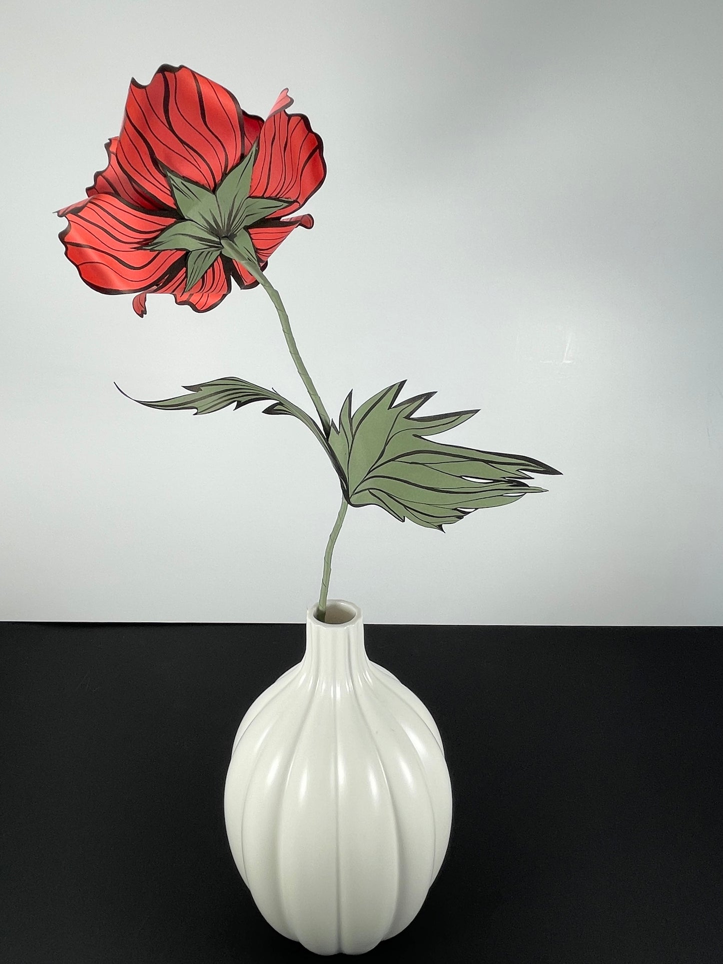 Paper Oriental Poppy Flower - Coral Red