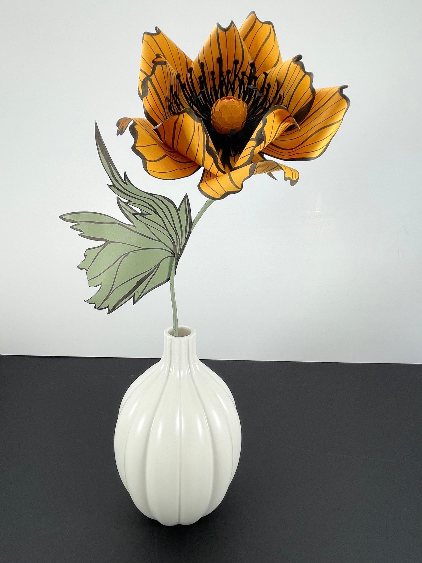 Paper Oriental Poppy Flower - Mustard Yellow