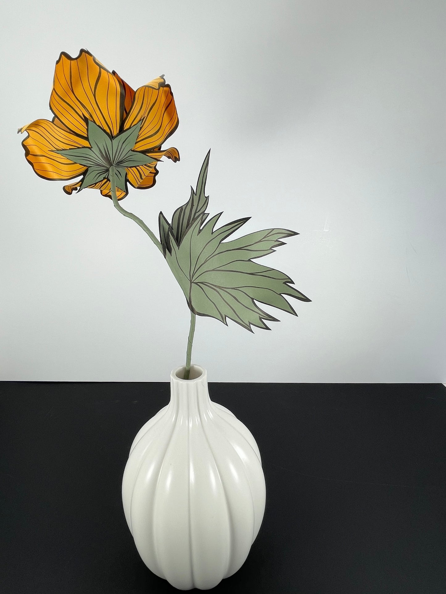 Paper Oriental Poppy Flower - Mustard Yellow