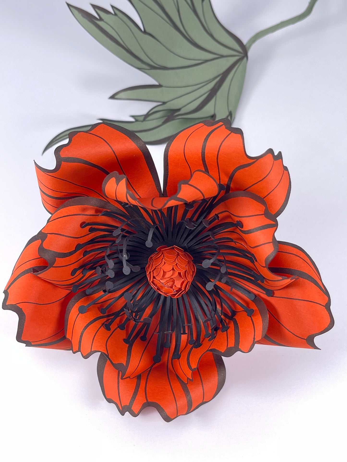 Paper Oriental Poppy Flower - Burnt Orange