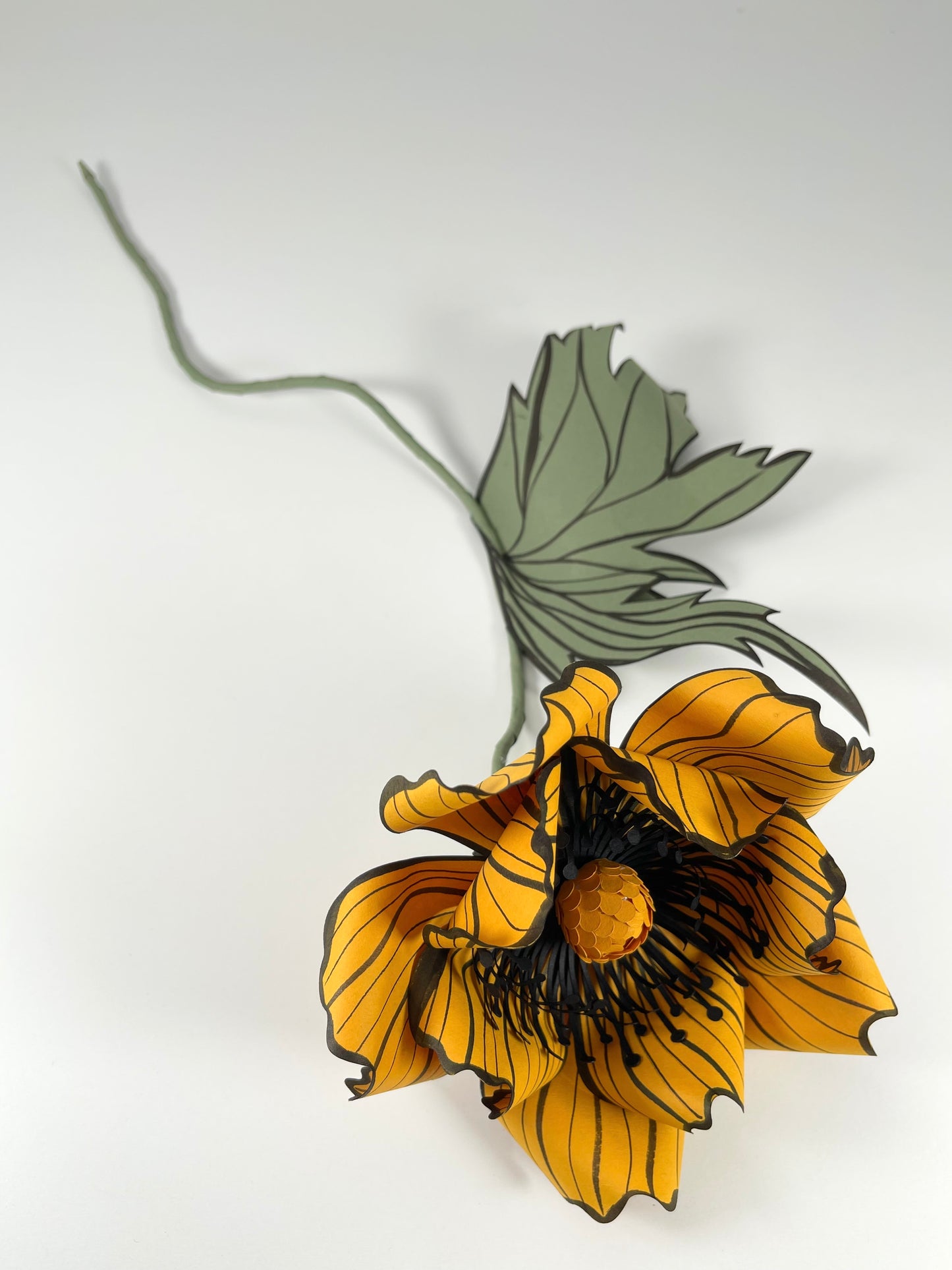 Paper Oriental Poppy Flower - Mustard Yellow