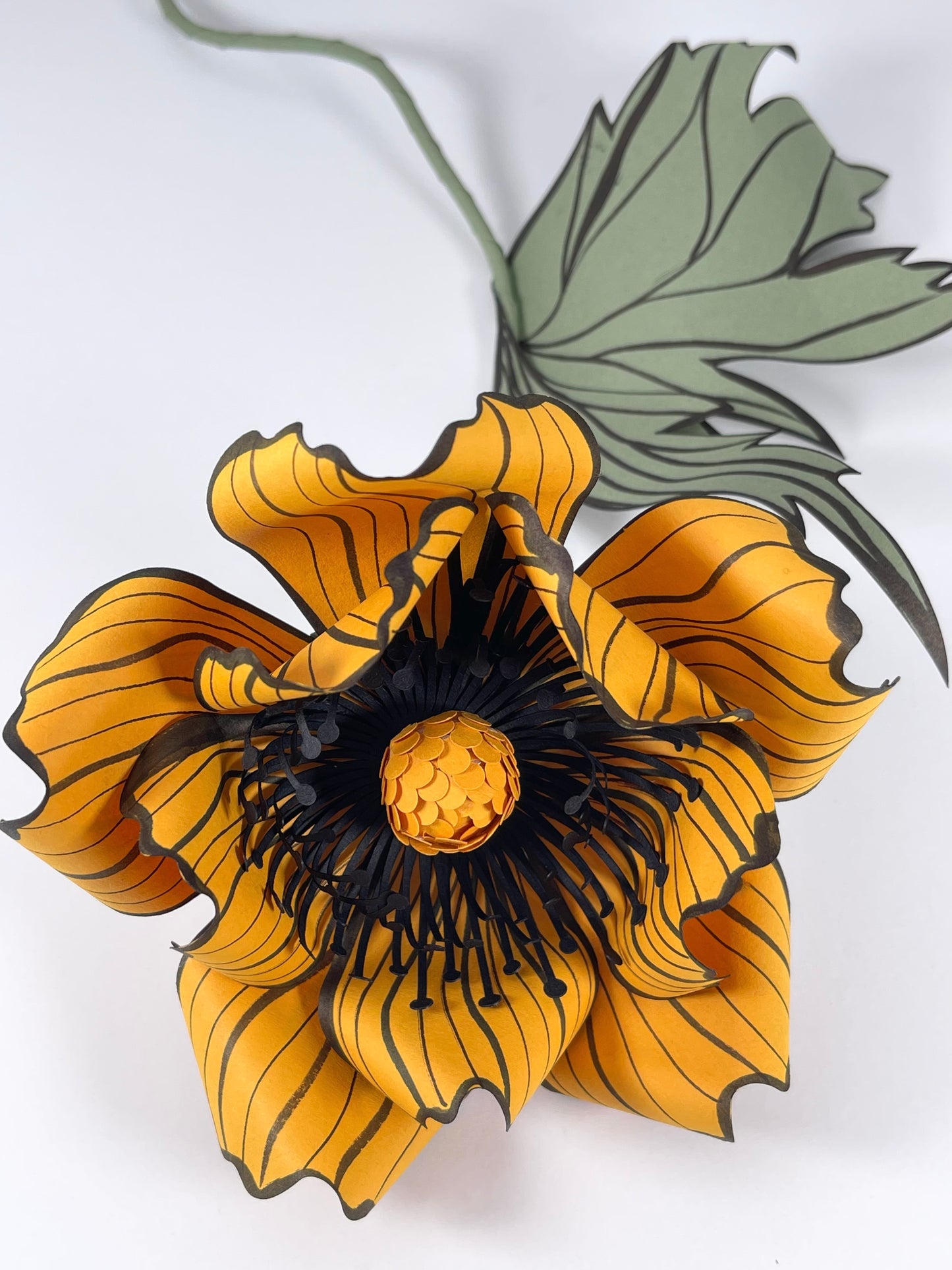 Paper Oriental Poppy Flower - Mustard Yellow