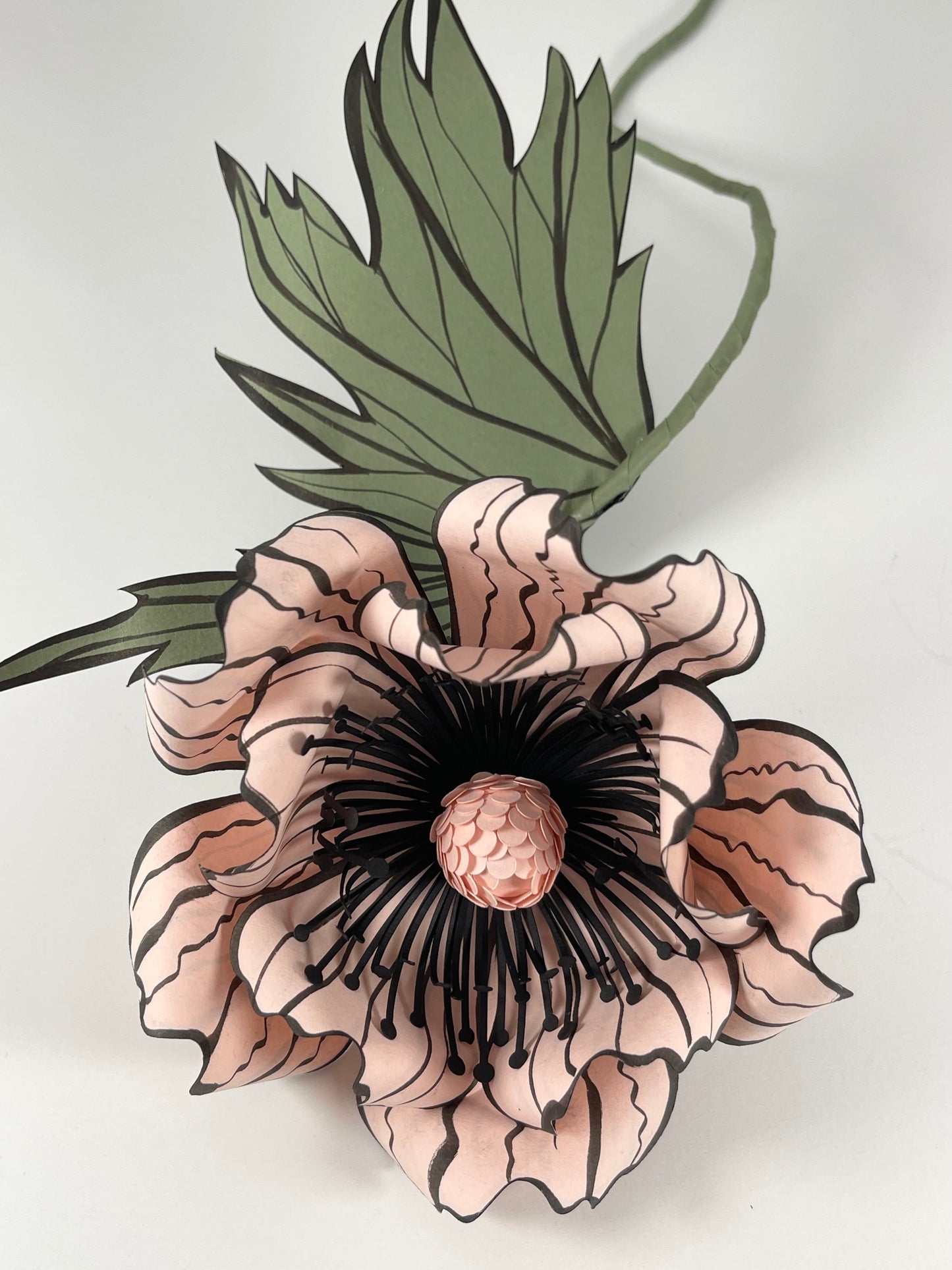 Paper Oriental Poppy Flower - Shell Pink