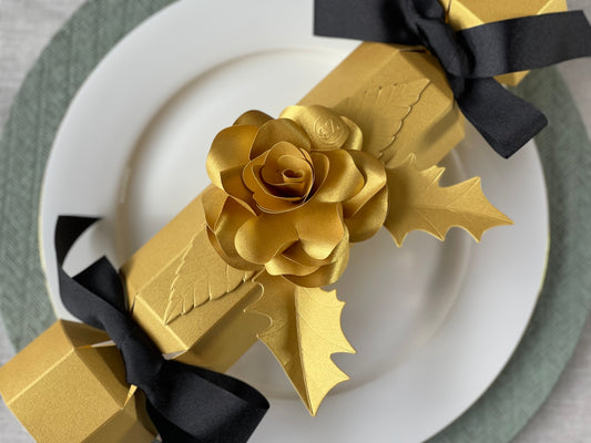 Box of 6 Luxury Christmas Cracker - Gold Rose