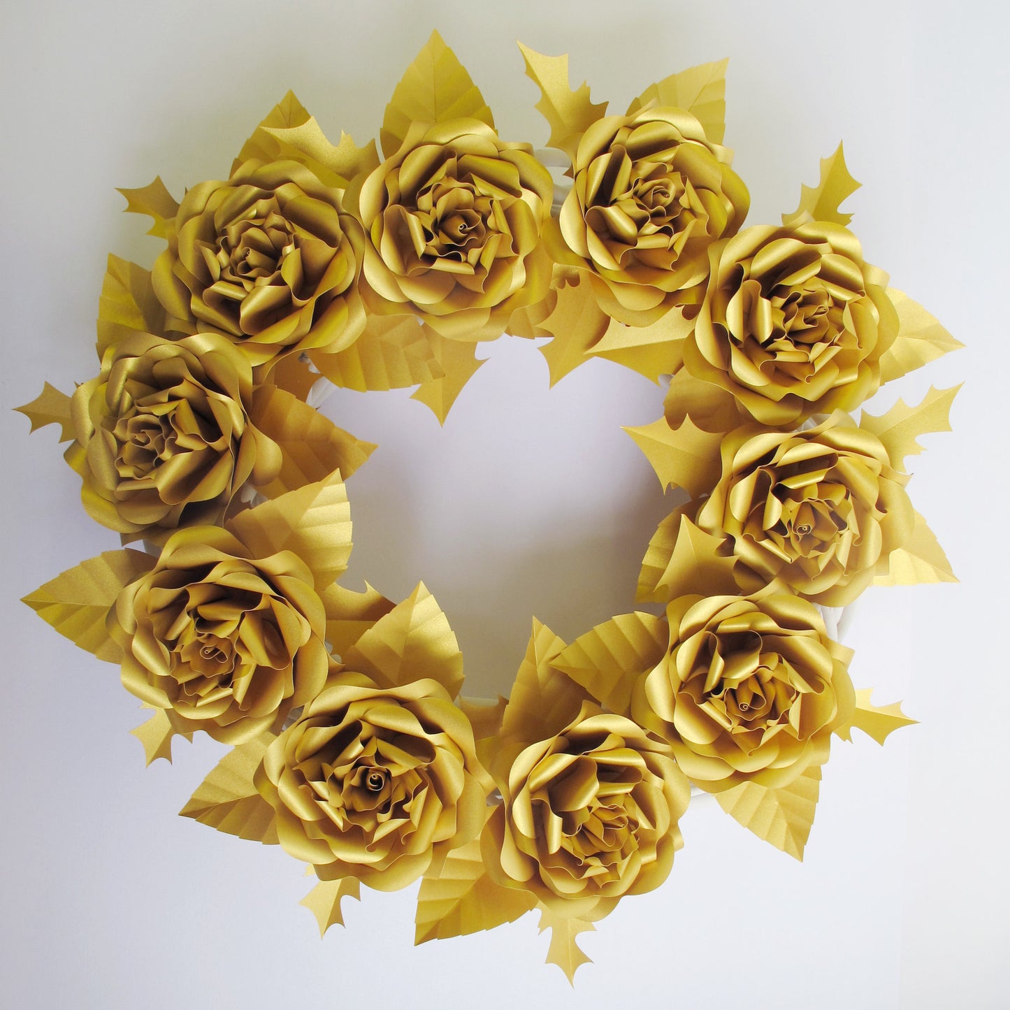 Gold Paper Rose Indoor Wreath