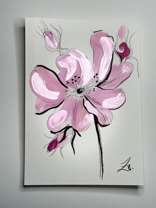 ピンクのバラ-オリジナルイラスト